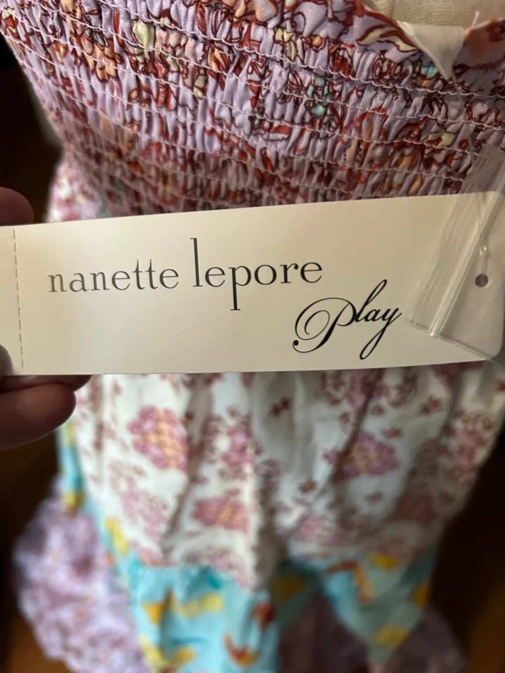 Nanette Lepore Pink & Cream Tiered Floral Maxi Dress size medium nwt - Picture 4 of 6